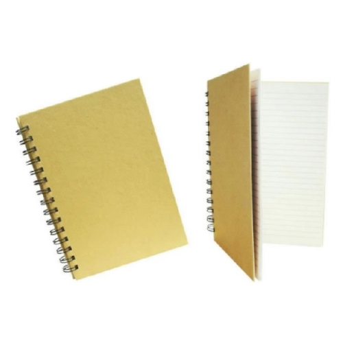 Libreta ecológica color natural con 70 hojas con espiral. Medida 21 x 14.8 cm